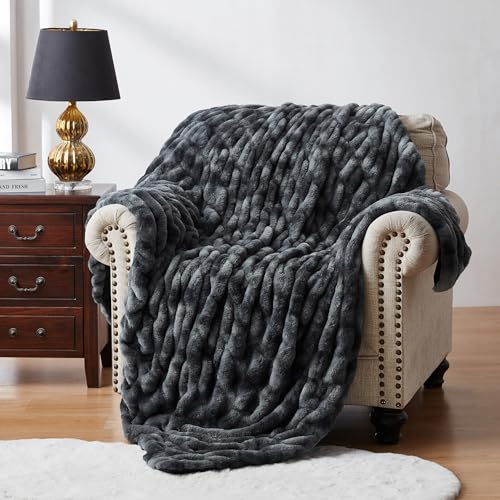 R.SHARE Coperta Fluffy Morbida e Calda Coperta Invernale Pelliccia Sintetica Grigio 150 x 200 cm