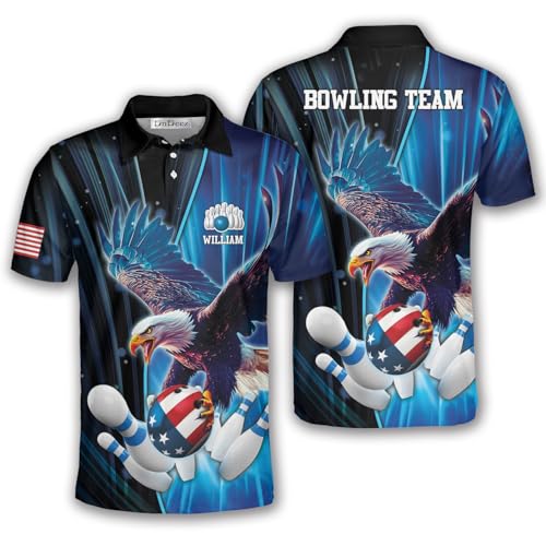 Custom Bowling Shirts for Men, Bowling Jerseys Unisex Polo Animals Wolf Bear Eagle, Sizes S - 5XL4