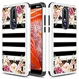 Fit Cricket Nokia 3.1 Plus Case, Phonelicious Phone Cover Dual Layer Armor Rugged Shield Hybrid Shockproof Slim Fit Compatible with Nokia 3.1+ (Rose Stripes)
