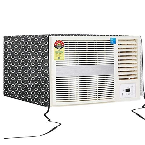 Image of MANUFACTORY 1.5 ton Window AC Cover 100% Waterproof and dustproof PVC Polka Dots Printed Black Color