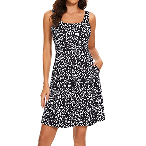 Image of Women's UPF 50+ Tank Dress A-Line with Pockets Breathable Quick Dry Sun Protection for Hiking Camping Beach Outdoor