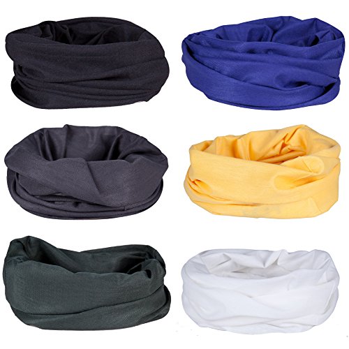 6PCS Multifunctional Headwear Yoga Sports Stretchable Casual Headband Seamless Uv Solid Moisture Neck Gaiter Headwrap Mask Bandana Scarf Helmet Liner