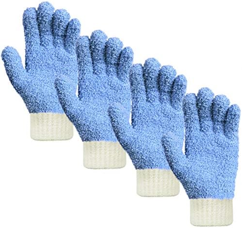 MIG4U Microfiber Dusting Gloves House Cleaning Glove for Blinds, Windows, Baseboard, Shutters, Furniture, and Car, Reusable Lint-Free Blue 2 Pairs S/M - Thumbnail 2