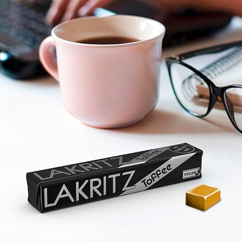 Lakritz-Toffee Kaubonbons mit Süßholzsaft, 3 Stangen Toffees mit Lakritz-Geschmack als Vorratspackung oder Verkaufsdisplay, zartschmelzende Dragees 3 x 41g