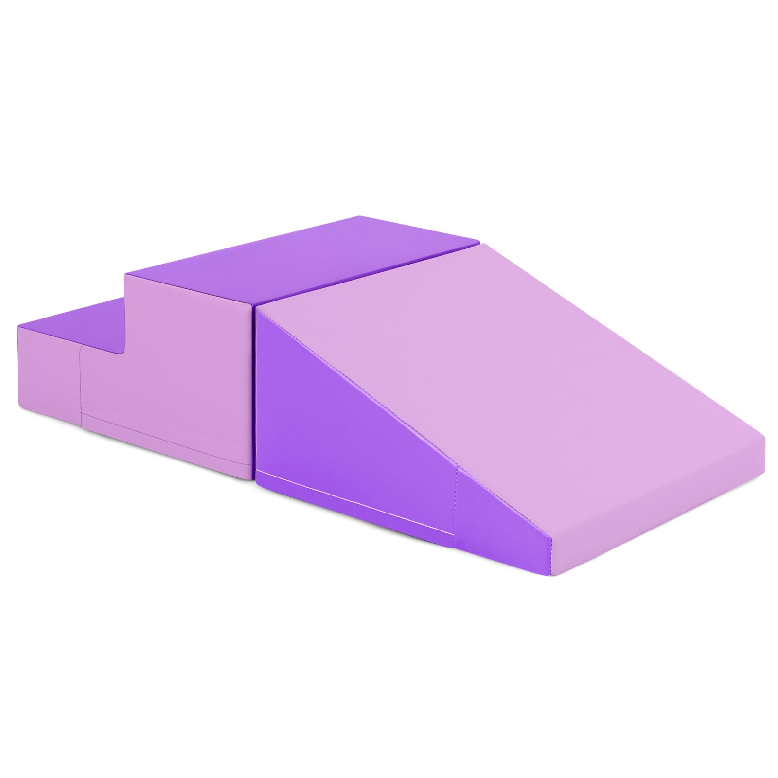 COSTWAY Toddler Climb and Crawl Foam Play Set, Children's Stairs and Ramp Software Activity Toys, Baby Soft Play Equipment for Climbing, Sliding, Crawling (Purple)