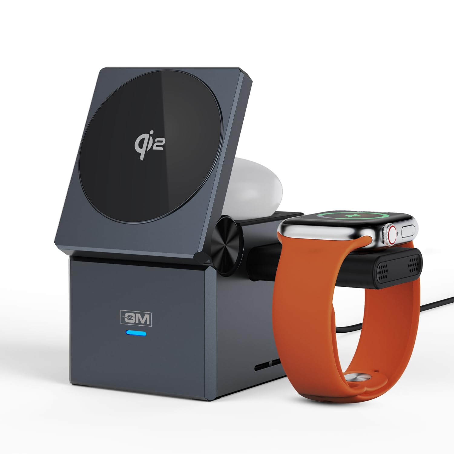 g+ ismart qi2 3-in-1 cube wireless charger | advanced qi2 technology | magnetic magsafe wireless charger for apple phone, apple watch & earbuds | detachable watch module