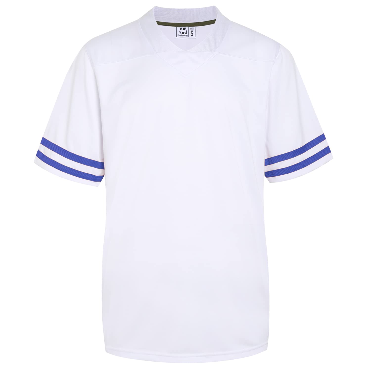 Pullonsy Unisex Custom Football Jerseys for Men Women Hip-Hop Shirts Team Name Number Apparel Outfits Royal Stripes White Jersey Size Large