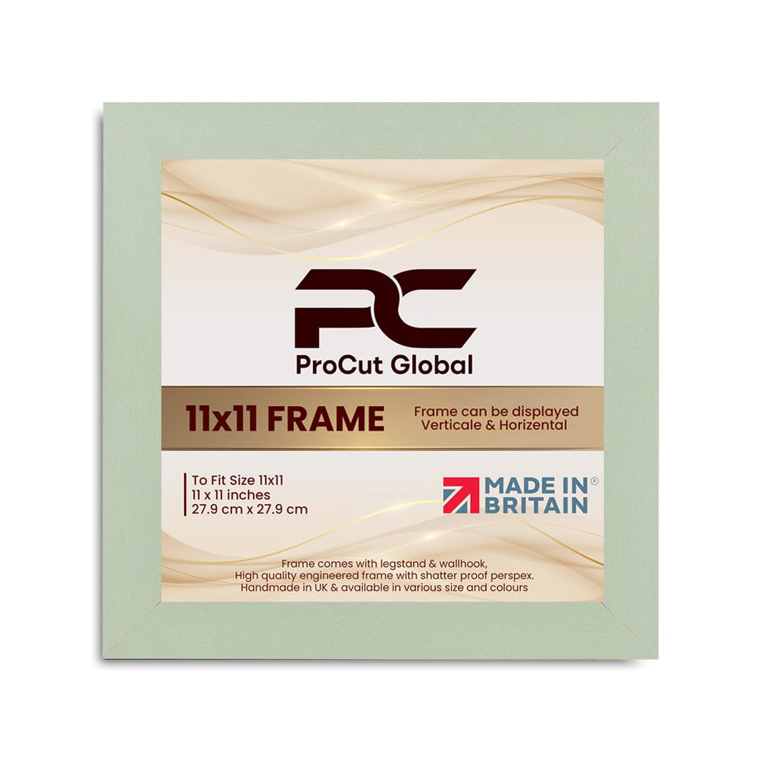 Procut Global 11X11 Green Picture Frames - Modern Wooden Photo Frame with Shatterproof Perspex for Wall or Tabletop - Perfect for Posters, Certificates, Prints - Sizes & Colors Available