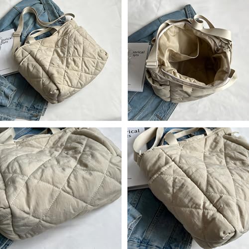 Bolso Tote Acolchado Puffy, Estilo Amplificado, Gris miniatura 4