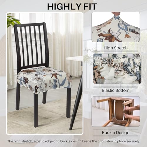 Image of SearchI Dining Chair Seat Covers Set of 4, Rear Covered, Big Flower