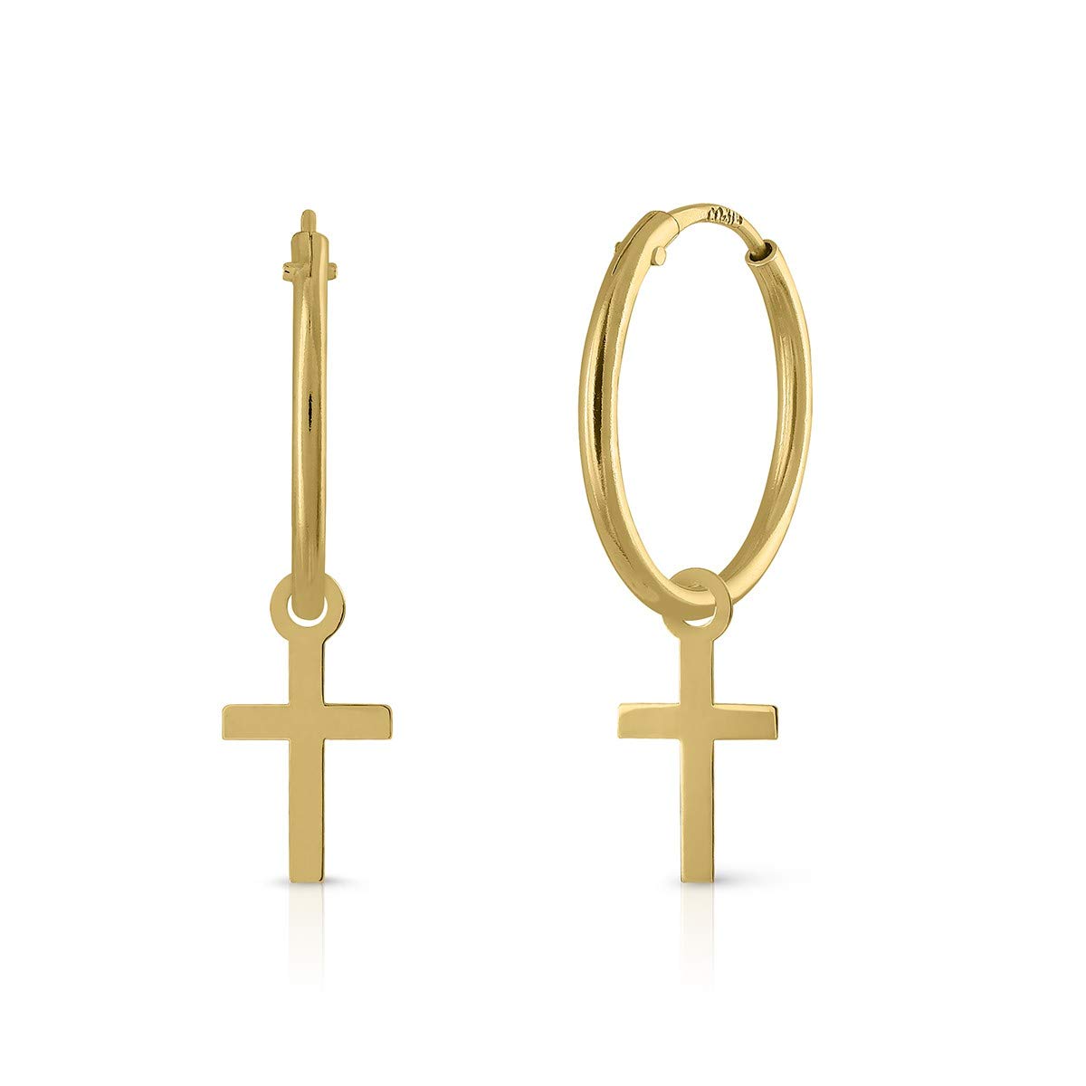 Orecchini in oro sterling certificato, cerchio tubo con sfera Mondo, misura cerchio 10 mm. 4-512101A10