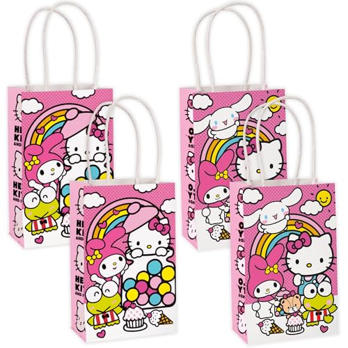 Unique Hello Kitty Goodie Bags - 16 Paper Party Bags - Hello Kitty Birthday Decorations - Officially Licensed - Perfect for Kids Birthday and Party Favors