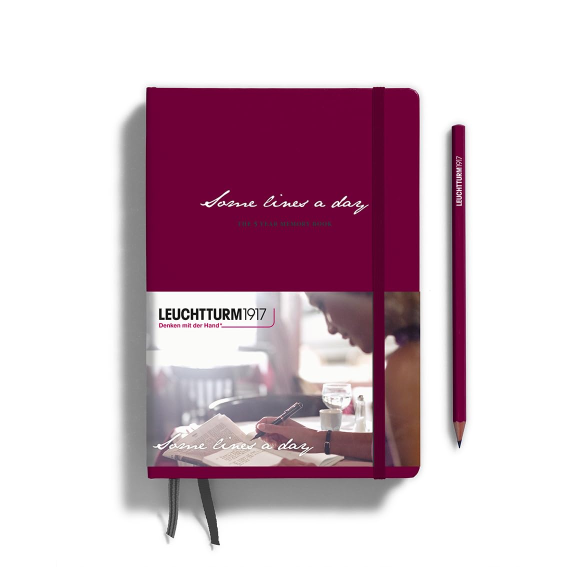 LEUCHTTURM1917 - Some Lines A Day - 5 Year Memory Notebook - Hardcover Journal 366 Pages for 5 Years of Entries (Port Red)