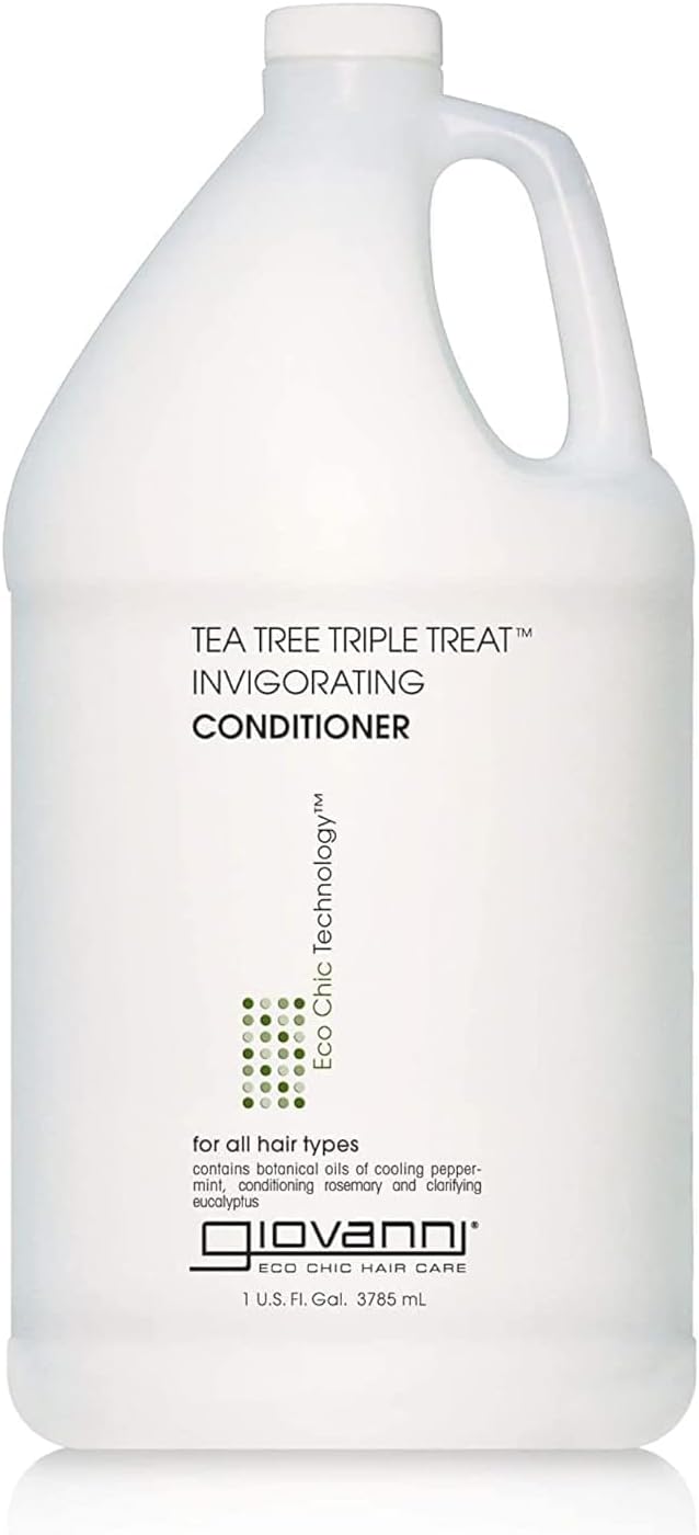Tea Tree Triple Treat Invigorating Conditioner - Cooling Peppermint, Eucalyptus, Rosemary, Helps Dry Flaking Scalp, Paraben Free, Helps to Moisturize, Smooth & Detangle - 128 oz
