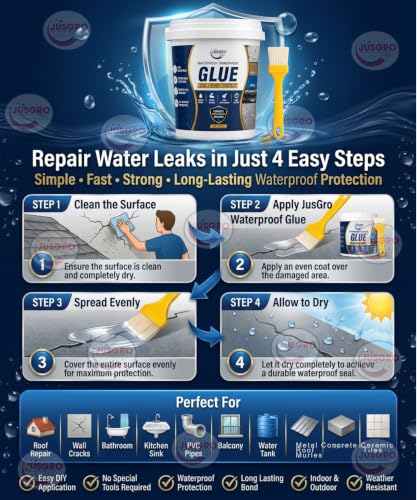 Image of Waterproof Glue for Leakage -300 Grams, Transparent Water Proof Glue for Roof, Roof Waterproofing Glue, Leakage Solution, Transparent Waterproof Adhesive Plus Brush