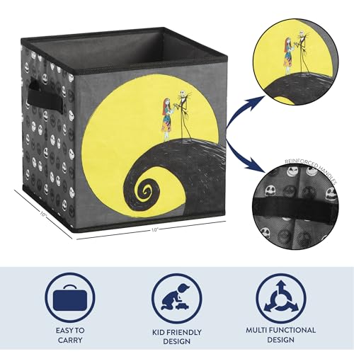 Image of Nightmare Before Christmas Jack and Sally Set of 2 Durable Storage Cubes with Handles, 10 inchx10 inchx10 inch Cubes