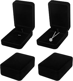 Futongda 4PCS Scatola Nera per Collana Scatola Regalo per Pendenti Orecchini Ciondoli Custodia in Velluto con Coperchio e Cuscinetto Interno Scatolina Elegante per Nozze Feste Fidanzamento 10*7*3.5cm