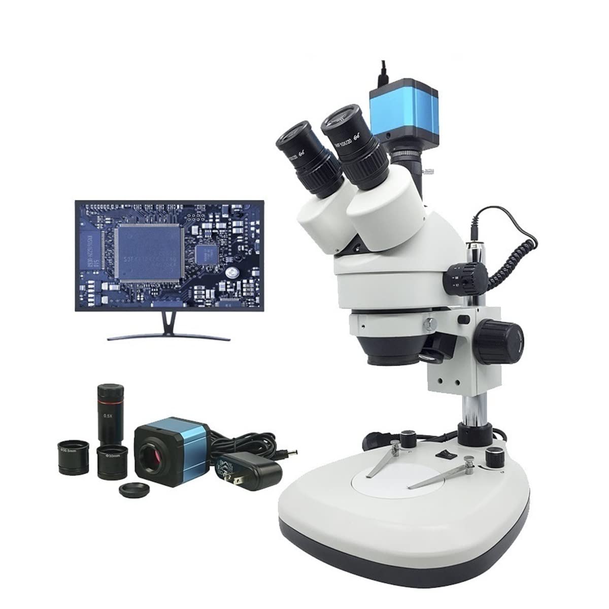 Lab Microscope Accessories 7X-45X Zoom Trinocular Stereo Microscope Illuminated Digital Microscope with USB Digital Camera Eyepiece(Only Microscope)