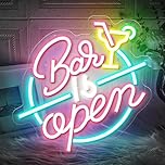 Timogift Bar Open Neon Sign, Open Beer LED Light up Signs with Dimmer for Wall Decor Pub Party Man Cave Room Art Decor Gift, Aesthetic Decoration for Home Bar, Club, Bistro, Party
