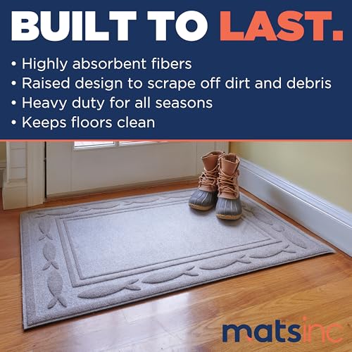 MATSINC Artisan Entry Front Door Mat - Rubber Back Indoor Outdoor Mat with Coastal Design, Water Absorbing Welcome Front Door Mat Outside Entrance, Made in The USA, 2' x 3'(Taupe) - Image 2