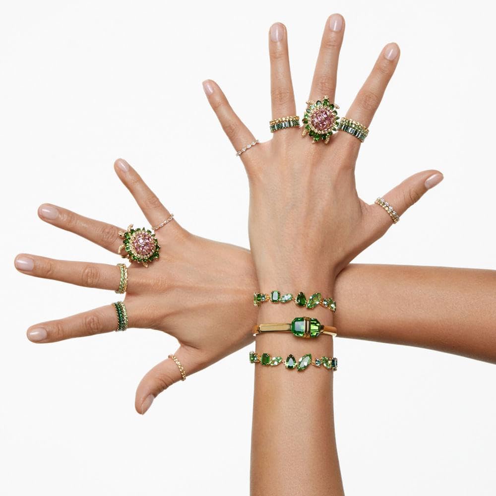 Swarovski Bransoletka Gema, Szlify różnorodne, Zielona, Wykończenie z 18-karatowego złota