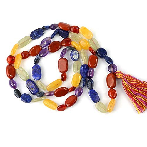 Image of Reiki Crystal Products Natural Oval Crystal Beads Mala Necklace Collection for Men & Women, Reiki Energized Gemstone Jewellery for Meditation, Mindful Living, Spiritual Decor & Everyday Fashion Styling