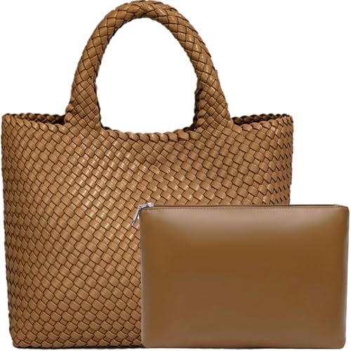 Image of JINMANXUE Fashion Woven Bag Shopper Bag Travel Handbags and Purses Women Tote Bag Large Capacity Shoulder Bags
