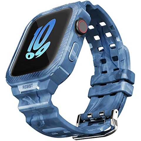 HALLEAST Men's Sport Straps Compatible with Apple Watch Strap 45mm 44mm with Case, Rugged TUP Bumper Case and Band for iWatch Series 8 7 SE 6 5 4,Blue Cover