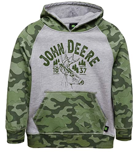 John Deere Gray Green Camo Deer Buck 1837 Hoodie Sweatshirt Sizes 5 6 7