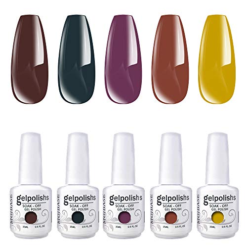 MOIBASE 15mlx5 Varnish Soak Off Color Nail Gel Polish Nail Art Salon neon Gel Nail Polish Set of 5 Color Suitable UV Led Lamp C021