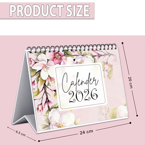 Image of Trueflair 2026 Floral Desk Calendar l 12 Months l Includes notes section l 170 gsm l Planning, Tracking & Scheduling l Black Wiro