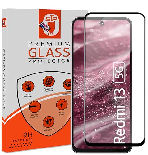 Image of STP FEEL Premium Tempered Glass Screen Protector Guard Compatible For Redmi 13 5G (6.79 Inch, Pack of 1) | Edge to Edge Coverage With Easy to installation kit for Smartphone
