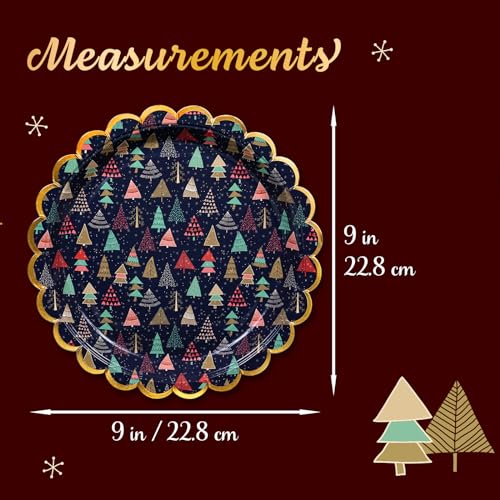 Image of Confettiville Christmas Paper Plates, 50-Count Disposable Christmas Dinner Plates, Scalloped Gold, Party Supplies