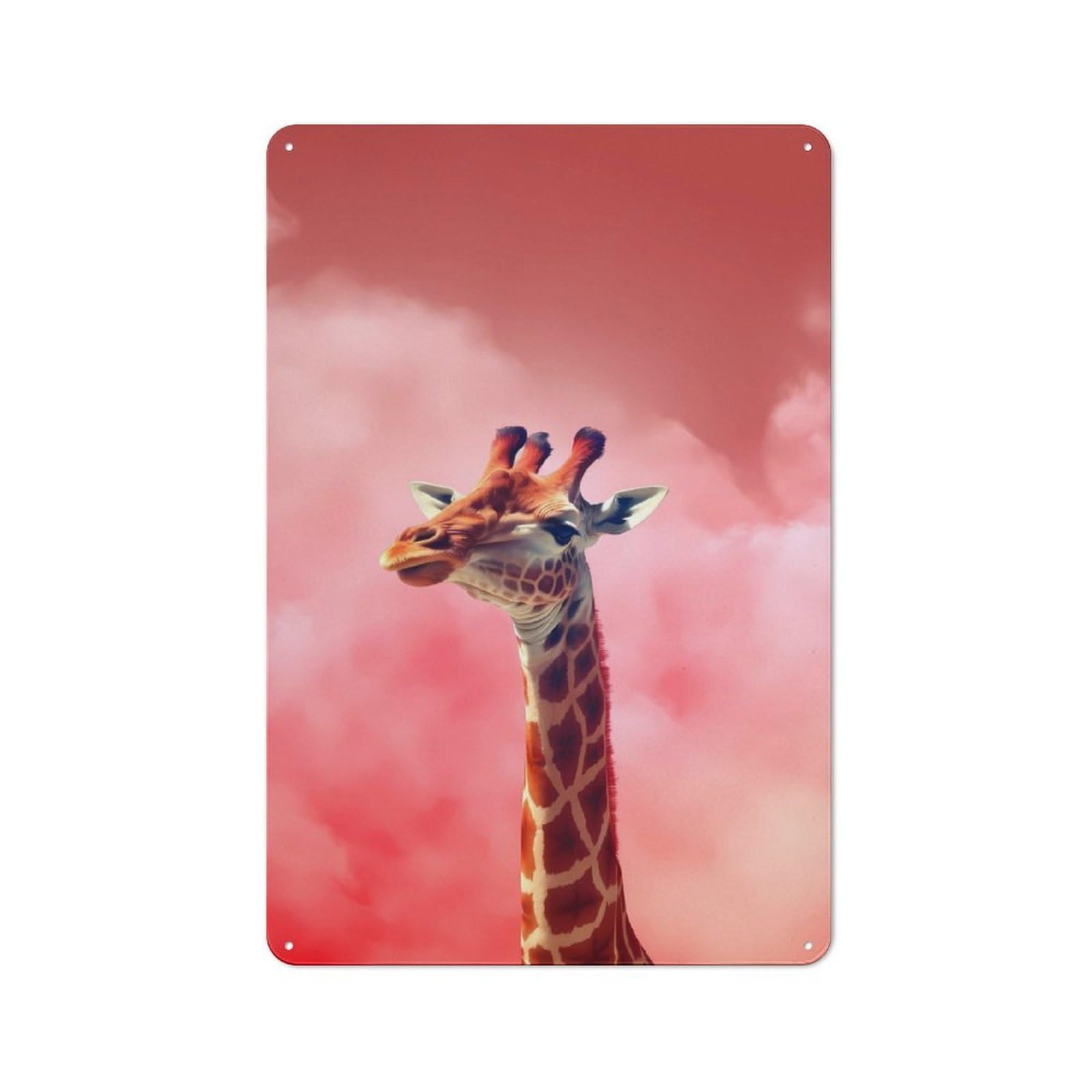 Junmoney Giraffe Animals Vintage Metal Plaque 30X20cm Featuring For Pub Or Café, Suited To Café Interior Fans