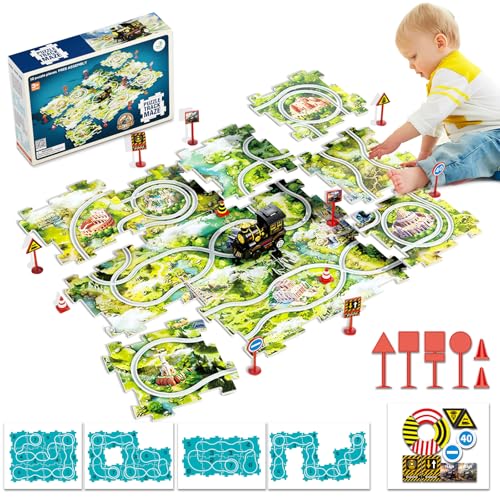 DIY Puzzle Bahn Auto-Vorwärts Zug Spielzeug 12 pcs Großes Puzzle mit 4...
