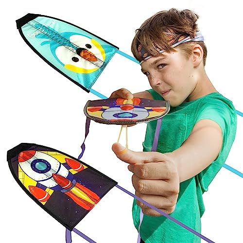 Novelty Place 2 Pack Thumb Ejection Kite Toy - Kite Launcher Slingshot Catapult Kites for Boys Girls Kids & Teens, Mini Beach Kites Easy to Launch and Fun Outdoor Flying Experience(Bird,Rocket)