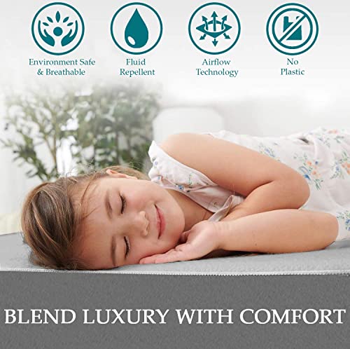 Image of Kitten Bite 100% Waterproof Premium Cotton Feel Mattress Protector Queen Size, 78x60 Inches | Breathable and Hypoallergenic Ultra Soft Fitted Bed Protector Cover Fits Upto 10 Inches- Queen (Maroon)