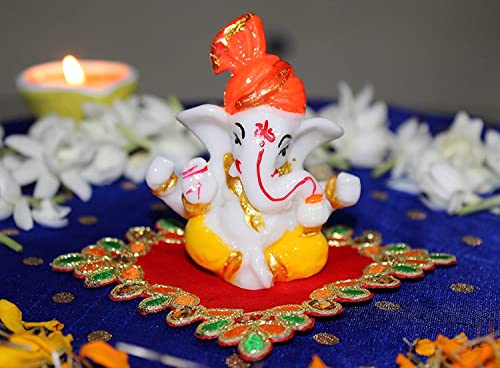 Image of Handmade Showpiece Polyresin Pagdi Ganesha Idol and Figurines for Spiritual Vaastu Pooja Decorative Sculpture for Puja Gifts & Decoration Items for Home Decor (Pagdi Ganesha ji)