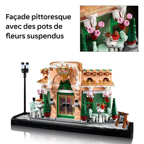 LEGO Icons Le café français - Construction pour Adulte sur Paris - Architecture Parisienne, chaises décoratives, Pots de Fleurs - Maquette de décoration Maison ou Bureau - Cadeau Femme ou Homme 10362