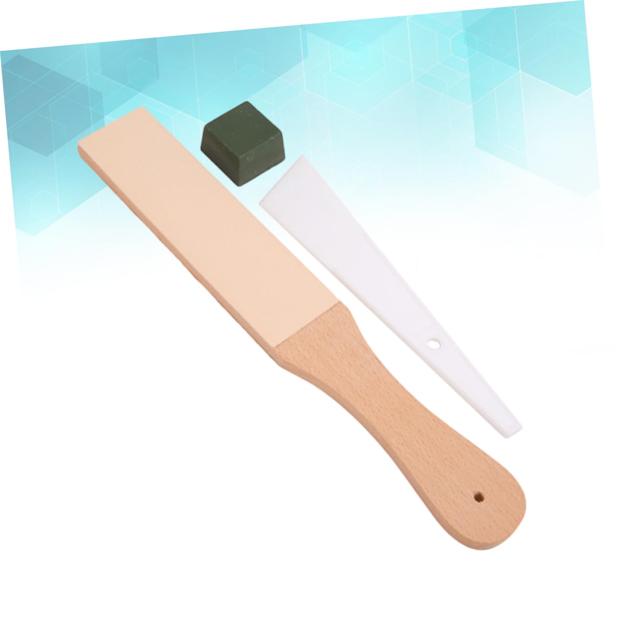 VILLCASE 1set Leather Sharpening Strop Handle Double-sided Polishing Board for and Cutting Tools Includes Polish Compound for Enhanced Sharpness