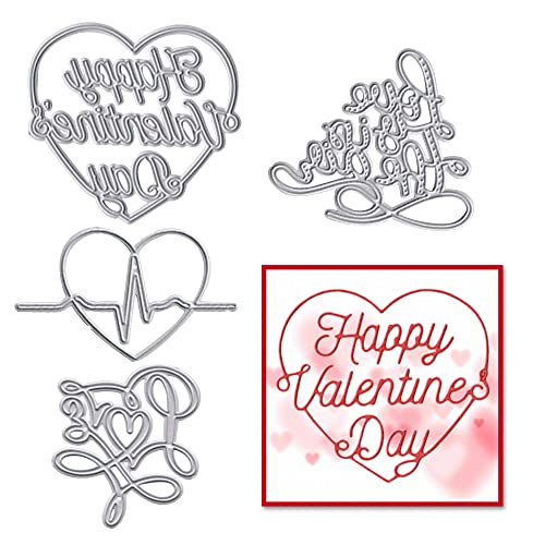 Hying Valentine's Day Words Cutting Dies For Card Making And Photo Album Decorations, Love Heart Die Cuts Alphabet Letters Dies Stencils Embossing Template For Diy Scrapbooking Craft #TOP21