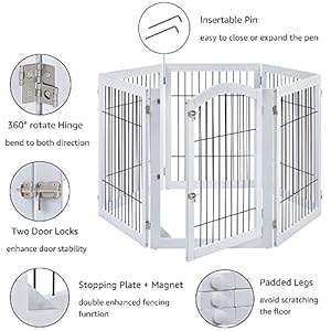 unipaws-144-Extra-Wide-Dog-Gate-and-Pet-Playpen-Free-Standing-Tall-Dog-Fence-with-Walk-Through-Door-Dog-Barriers-for-Home-Use-as-Indoor-Dogs-Cats-Pen-Rabbit-Pen-Baby-Gate-White - Cucciolini Doodles   unipaws-144-Extra-Wide-Dog-Gate-and-Pet-Playpen-Free-Standing-Tall-Dog-Fence-with-Walk-Through-Door-Dog-Barriers-for-Home-Use-as-Indoor-Dogs-Cats-Pen-Rabbit-Pen-Baby-Gate-White