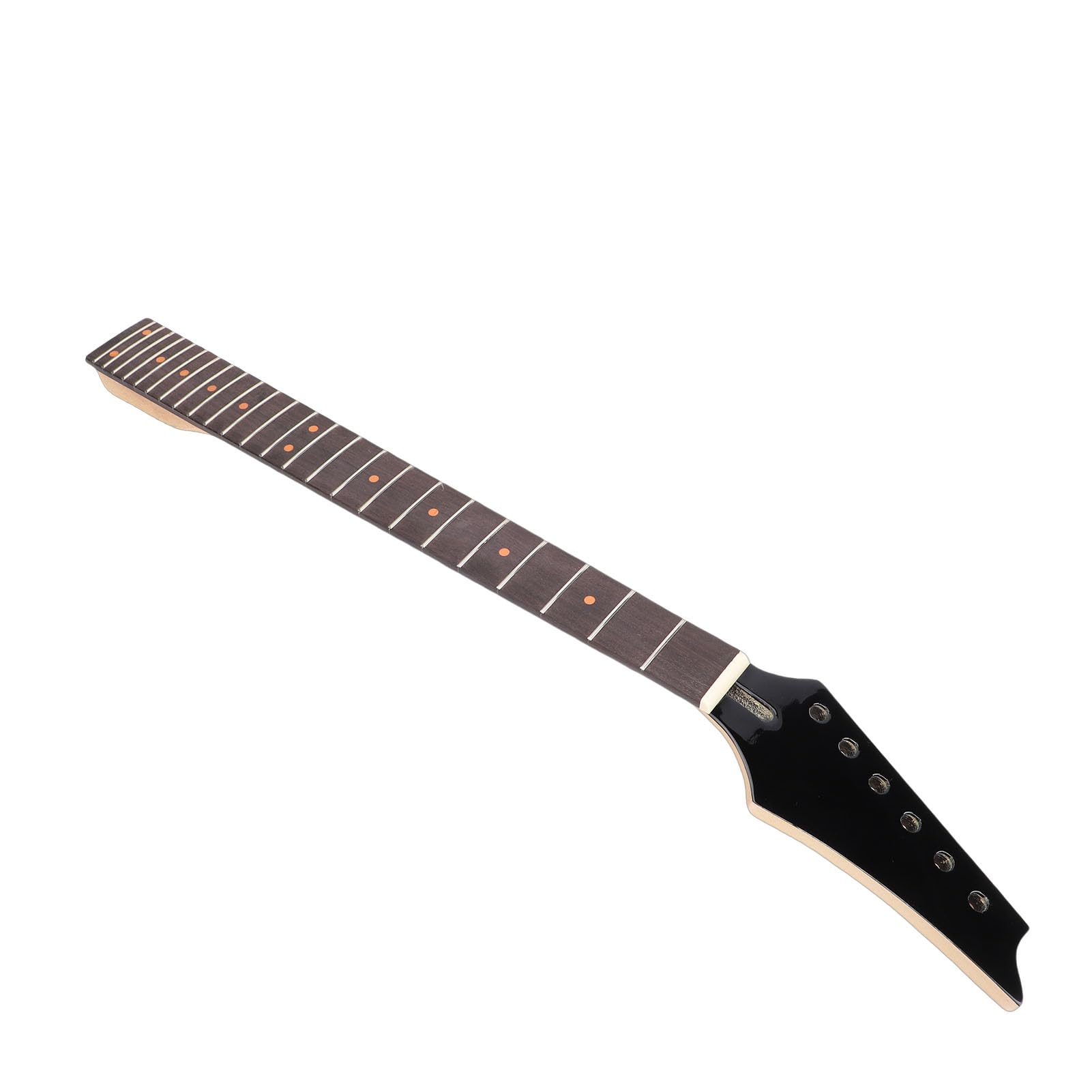 Manico per Chitarra Elettrica, Finitura Liscia Intarsio a Pois Arancione 25,5 Pollici Manico in Acero Facile da Installare, Tastiera in Palissandro, Sostituzione del con Fori per Piroli da