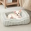 Dog Bed for Extra Small Dogs Breeds,Cat Bed,Puppy Kennel Bed with Pillow,Washable Deluxe Plush Dog Crate Beds,Comfy Durable Rectangular Pet Sleeping Bed & Non-Slip Bottom,Grey (19″X16″)