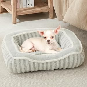 Dog Bed for Extra Small Dogs Breeds,Cat Bed,Puppy Kennel Bed with Pillow,Washable Deluxe Plush Dog Crate Beds,Comfy Durable Rectangular Pet Sleeping Bed & Non-Slip Bottom,Grey (19″X16″)