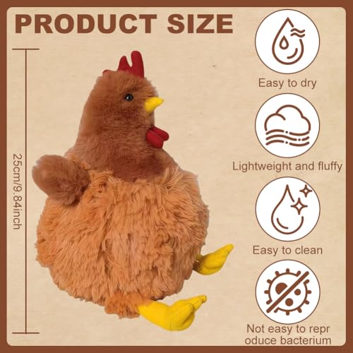 SKIPTHYBER Huhn Plüschtie 25CM Plüschtier Stofftier Huhn Simuliertes Tier Huhn Plüschtier Plüschtier, Zimmer Schlafsofa Dekor, Plüsch Huhn Geschenk