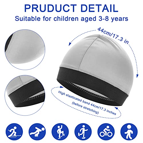 4 Pieces Wave Cap Kid, Children's Satin Wave Cap for Boys and Girls Boo Boo Sports Wicking Caps Running Hat Elastic Caps3