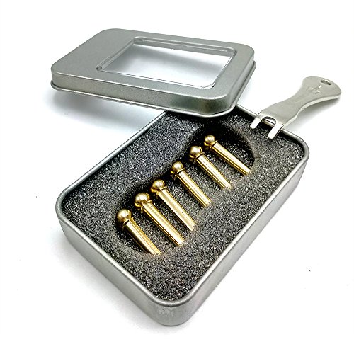 Amadget Guitar Bridge Pins 6pcs Brass Endpin for Guitar With Guitar Bridge Pin Puller - Thumbnail 4