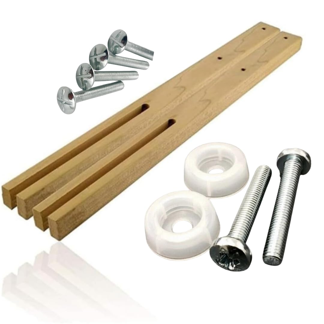 MANCHESTER BEDS & UPHOLSTERY Universal Wooden Headboard Struts, Slotted Legs for Divan Bed Headboard Support & Pre-Drilled + Screws (24" / 61cm Standard)