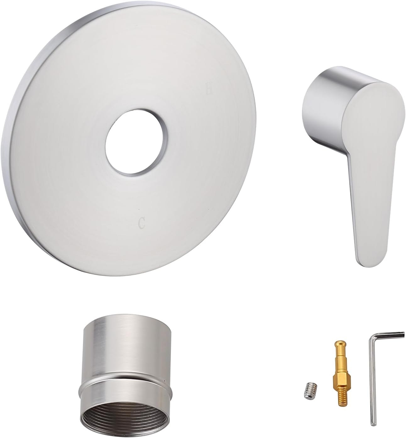 Pfirst Modern Valve Trim Kit, Replacement for Pfister R89040K, Brushed Nickel Shower Trim with Handle and Escutcheon, Fits 0X8-310A 0X8-340A Valves, 1-Hole Wall Mount